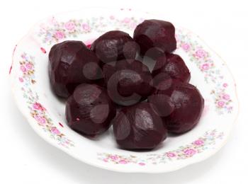 boiled beets on a white background