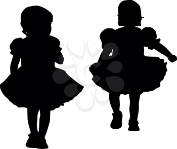 Royalty Free Clipart Image of Silhouettes of Two Small Girls