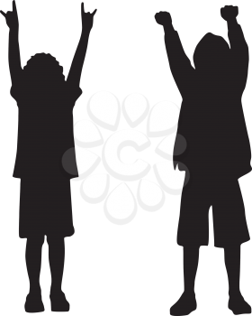 Royalty Free Clipart Image of Two Silhouettes of Boys