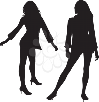 Royalty Free Clipart Image of Two Women in Silhouette