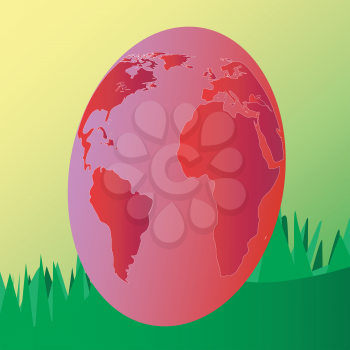 Royalty Free Clipart Image of an Egg With the Continents on It