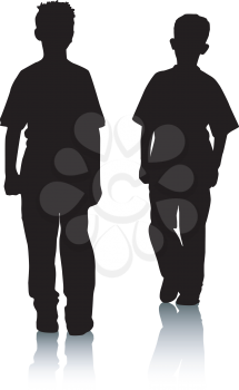 Royalty Free Clipart Image of Two Boy Silhouettes