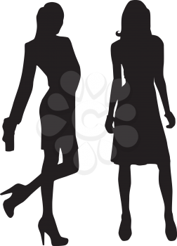 Royalty Free Clipart Image of Two Female Silhouettes