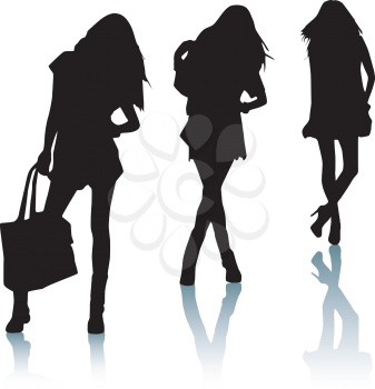 Royalty Free Clipart Image of Three Female Silhouettes