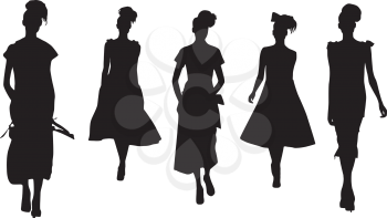 Royalty Free Clipart Image of a Group of Female Silhouettes