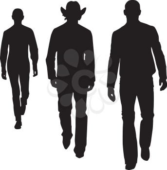 Royalty Free Clipart Image of Silhouettes of Three Men