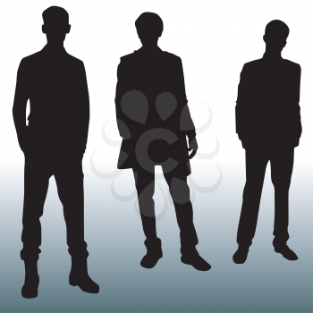 Royalty Free Clipart Image of Three Silhouetted Man