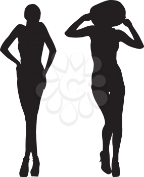 Royalty Free Clipart Image of Two Silhouettes of Women