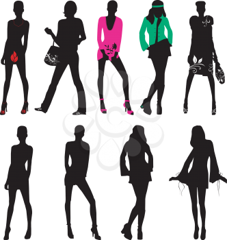 Royalty Free Clipart Image of Silhouettes of Women