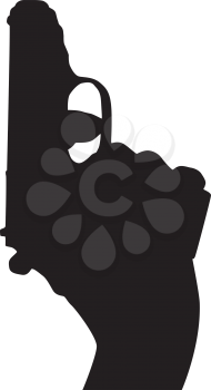Royalty Free Clipart Image of a Silhouetted Hand Holding a Gun