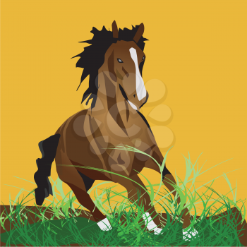 Royalty Free Clipart Image of a Horse Running