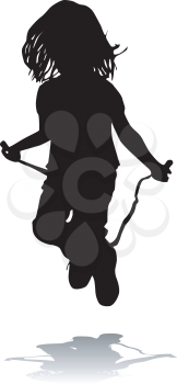 Royalty Free Clipart Image of a Little Girl Skipping