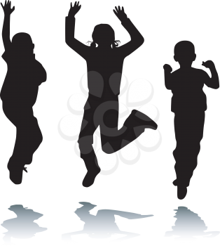 Royalty Free Clipart Image of Happy Jumping Children