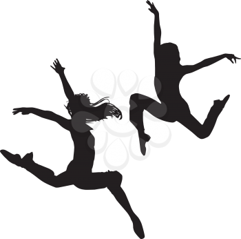 Royalty Free Clipart Image of Leaping Girls