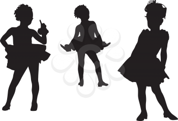 Royalty Free Clipart Image of Three Small Ballerinas