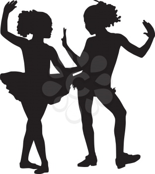 Royalty Free Clipart Image of Two Small Ballerinas