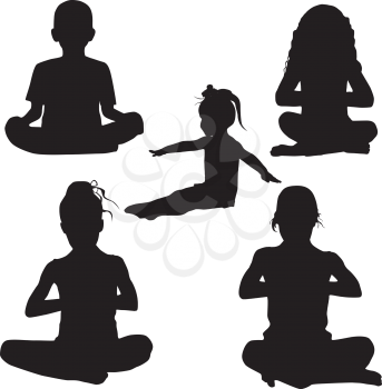 Royalty Free Clipart Image of Children Meditating