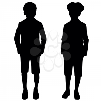 Royalty Free Clipart Image of Two Boys in Silhouette