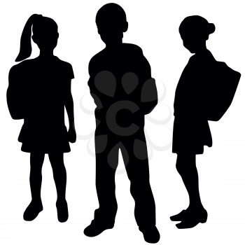 Royalty Free Clipart Image of Boys and Girls With Backpacks