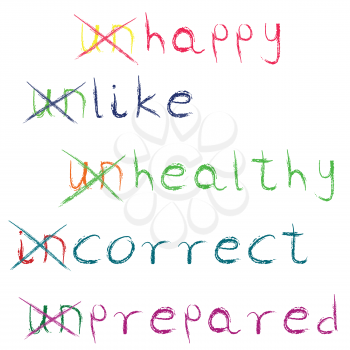 Royalty Free Clipart Image of Changing Negative Words to Positive Ones