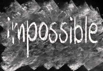 Royalty Free Clipart Image of the Word Impossible With Im Crossed Out