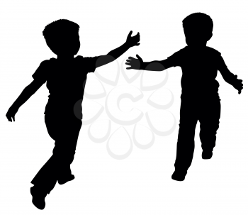 Silhouettes of two boys who play