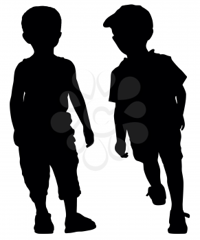 Silhouettes of two little fashion boys