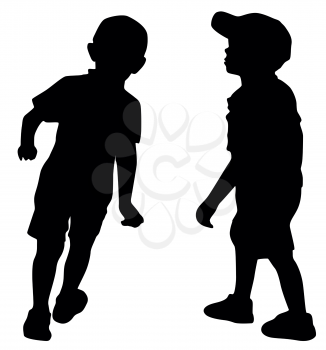 Silhouettes of two little fashion boys