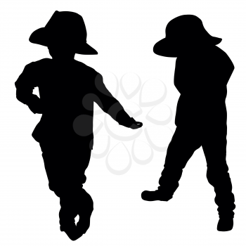 Silhouettes of two little boys with hat