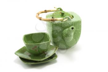 Royalty Free Photo of a Chinese Teapot and Dishes
