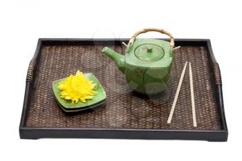 Royalty Free Photo of a Teapot on a Tray