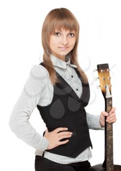 Royalty Free Photo of a Woman Holding a Guitar