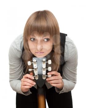Royalty Free Photo of a Woman Holding a Guitar