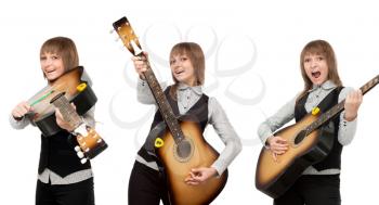 Royalty Free Photo of a Girl Playing the Guitar