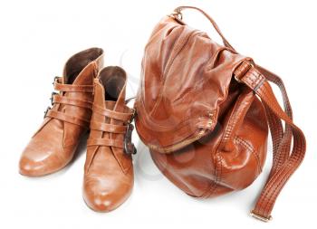 Royalty Free Photo of a Pair of Leather Shoes and Purse