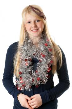 Royalty Free Photo of a Girl With Tinsel