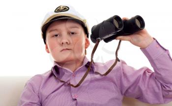 Royalty Free Photo of a Boy Holding Binoculars