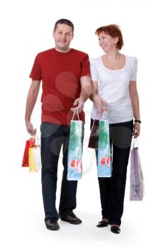 Royalty Free Photo of a Family Holding Shopping Bags