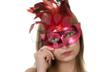 Royalty Free Photo of a Young Woman in a Mask