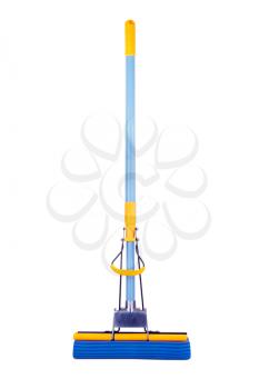 Modern blue plastic broom isolated on white