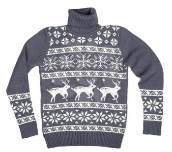 Gray sweater with a pattern of deer
