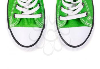 green sneakers  isolated on white background