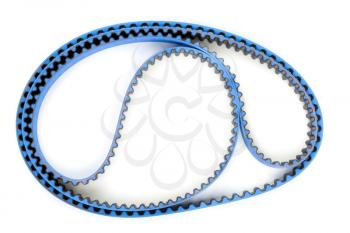 Blue tuning belt from the motor vehicle on a white background