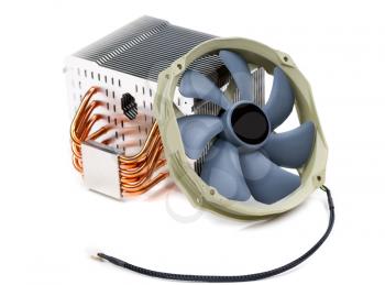 CPU Cooler isolated on white. This is what keeps your computer insides cool.