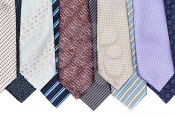 Background of ties isolated on white background