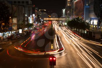 Night Traffic in Bangkok, Thailand