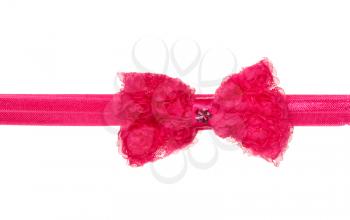 Red-pink ribbon bow isolated on white background