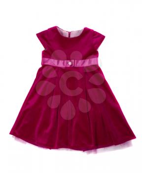 Crimson Children's fancy dress. Studio. Isolate on white.