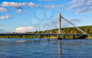 Bridge in Rovaniemi, day, summer, blue sky and clouds.