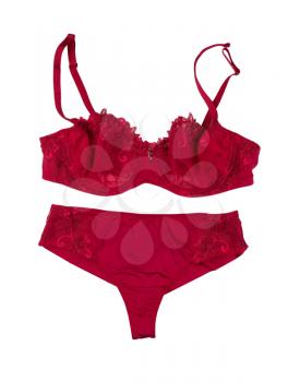 Set of red lingerie, isolate on a white